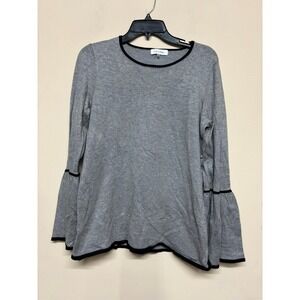 Calvin Klein Gray Bell Sleeve Knit Top Size Small Rayon Nylon Blouse